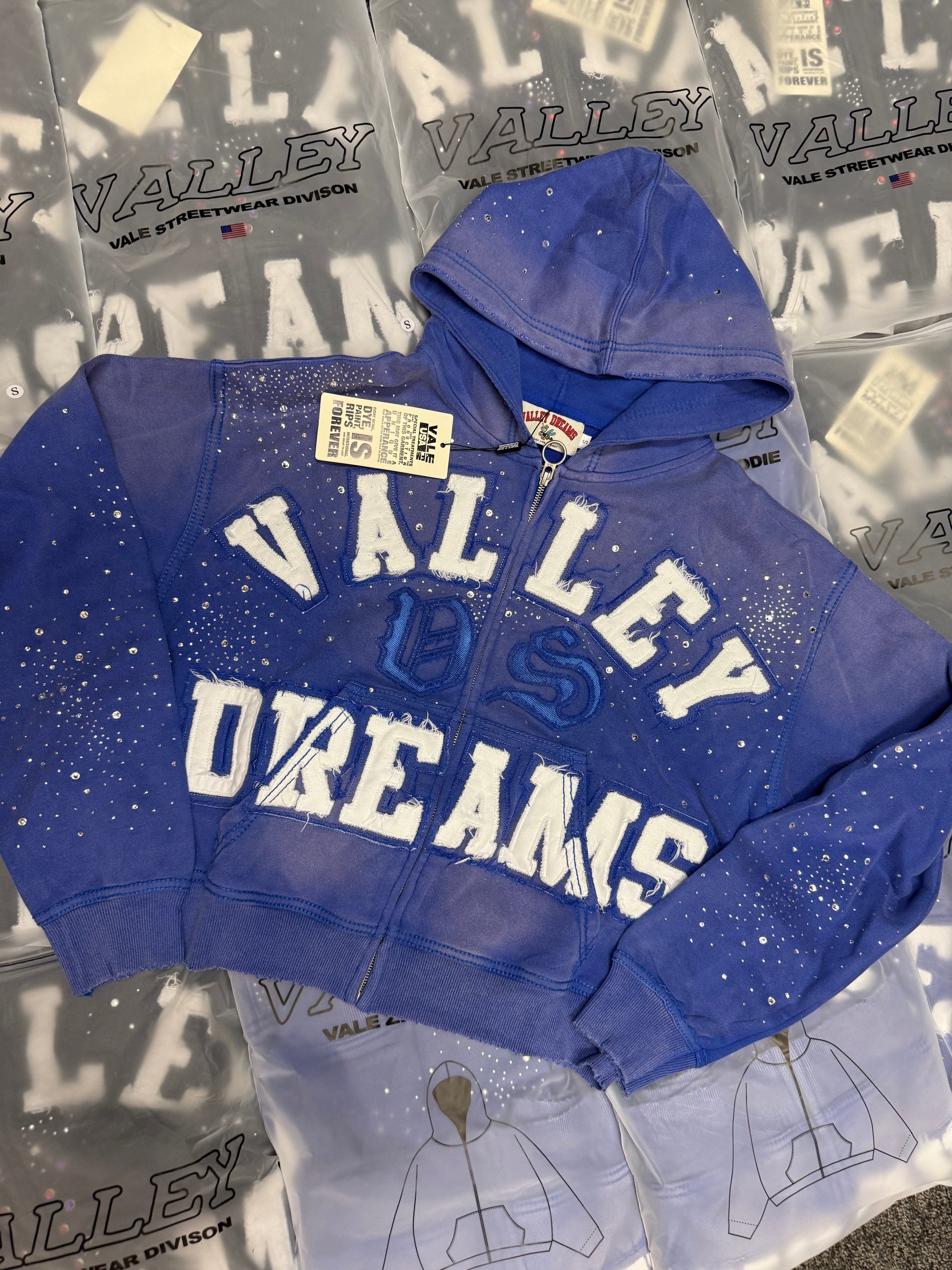 Vale Forever Classico Zip Up Hoodie Sapphire
