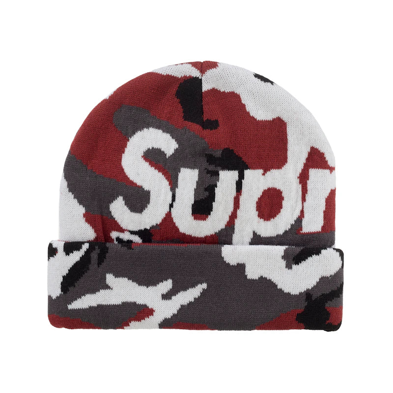 Supreme Camo Big Logo Beanie (FW25) Red Camo