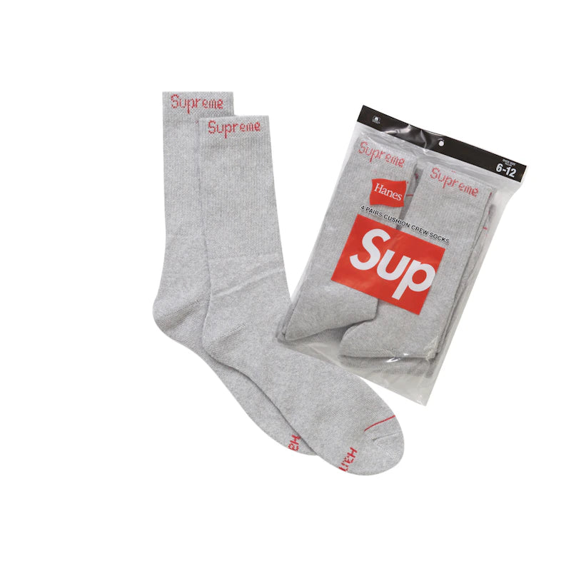 Supreme Hanes Crew Socks Heather Grey (4 Pack)