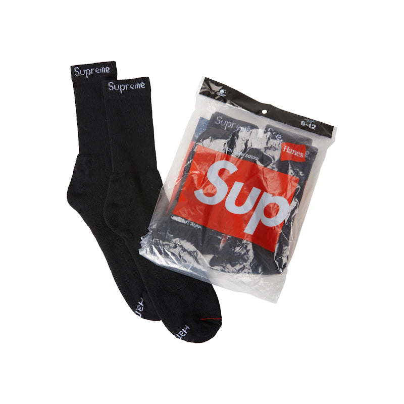 Supreme Hanes Crew Socks Black (4 Pack)