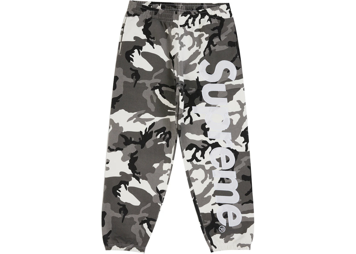 Supreme Satin Applique Sweatpant Snow Camo